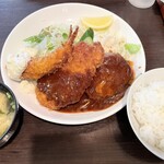 洋食屋グリルCoCCo - Eセット(海老フライ・ヘレカツ・ハンバーグ)