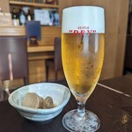 そばと膳 田川 - 生ビールとおつまみ（里芋煮）