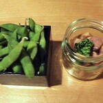 農家バル FOODBABY - 中札内産 枝豆 ＆ 増毛産 おつまみタコの柔らか煮