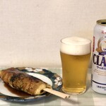 ひまわり - どんどん焼きでビールをゴクゴク！