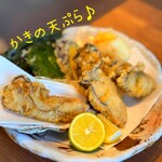 Higashiyama Nikoten - 牡蠣天ぷら、太ネギ、なす