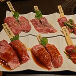 焼肉丸萬 - ハラミ食べ比べ(正確にはカルビ食べ比べ)