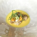 Ma langue sourit - ⑬ムール貝とカリフラワー、サフランソース