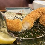 かつ富士 - ジャンボ海老の断面　みっちり詰まってます♪