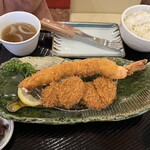 かつ富士 - ジャンボ海老ヒレカツ膳　2838円（税込）