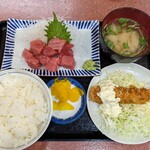 三洋食堂 - 【2023/12】中とろぶつ定食＋大エビフライ