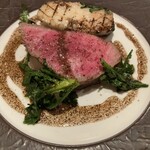 イタリア料理 ソンニャ トーレ - 栃木和牛　新里産春菊とさといものソテー