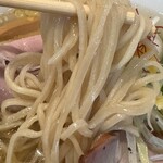 227399123 - 麺は平たくつるしこな食感です。