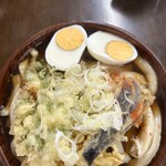 峠のうどん屋 藤屋 - 天ぷら　ゆで卵　太麺　¥７００