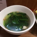 キッチン ブルー グローブ - ほうれん草スープのアップ
