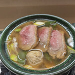 赤坂 菊乃井 - 昼懐石１５７３０円。鴨鍋。ネギが主役のお鍋です。鴨の脂が溶けたスープと甘みをたっぷりのネギがたまりません。