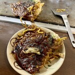 お好み焼 きじ - 後半は麺がパリパリに。