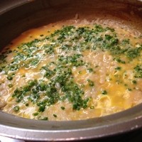 浅草 魚料理 遠州屋 - 鍋の〆、雑炊（ご飯220円、卵100円、ねぎ＊＊円）