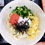 駅うどん - 釜玉めんたいうどん