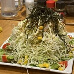 やきとり雄源 - コースのキャベツたっぷり山盛りサラダ