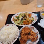 聚香楼 - 回鍋肉と唐揚げセットご飯大盛り