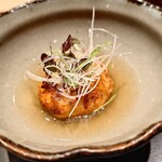 おみ乃 椿 - 伊達鶏の挽き肉　食感の良い白髪葱、美味しい出汁