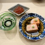 日本橋蛎殻町 すぎた - 筋子、鮑肝の味噌漬け、火の鳥