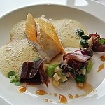 トランテアン - 近海産旬魚のヴァプール　丹波産枝豆とスモークの香るエミュルション