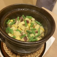 馬車道 大かわ - さつまいも、銀杏、インゲンのごはん