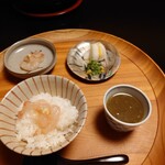 あさば - 大海老を　味わい　次に　ズガニ汁を　かけていただきます　