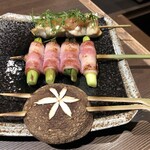 鳥やき串英 - ささみ明太子　アスパラベーコン　しいたけ焼き