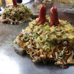 Okonomiyaki Hirano - ソバライス、スジこん、キムチ、納豆、タコさんウィンナー