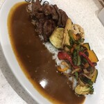 ライオンカレー - 揚げ野菜カレーにハラミステーキTP