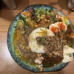 ボタニカリー - ボタニカレー×シュリンプ+ご飯大盛+玉子ピクルス+クリームチーズ豆腐