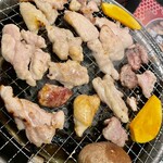 Kashiwaya - 鶏焼肉定食5種¥1,150…キムチ、サラダ、スープ、ライス付…焼き上がり