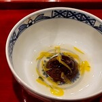 銀座 きた川 - 栗の渋皮煮揚げ　菊花餡