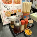 餃子屋 新橋 菊美 - 卓上の調味料