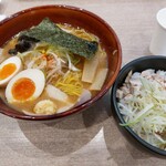 Sapporo Misono - 札幌味噌らーめん(味玉付)+塩ねぎチャーシュー丼
