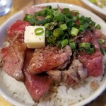 塩そば専門店 桑ばら - 黒毛和牛のレア肉丼と塩そばの定食