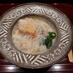 廣澤 - 厚揚げと銀杏と春菊の浜坂産松葉蟹餡掛け