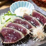 Salt-tataki bonito served with fisherman's mayonnaise