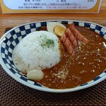 FRANK - 牛すじトマトカレー、ご飯大盛り、ウインナートッピング