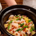 馬車道 大かわ - 帆立とさつま芋のご飯