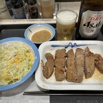 松屋 - 京風豚ステーキ＆サラダに瓶ビール