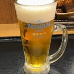 Teppanyaki Tenjin Horumon - 生ビール 550円。