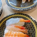 Hama zushi - 海老食べ比べとサーモン食べ比べ