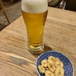 プロント - 青のプレモル 香るエール グラス、お通し