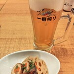 Gyuutan Sumiyaki Rikyuu - 生ビールとお通し