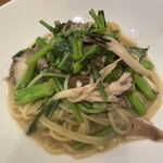 生パスタ専門店 もっちりーの - アスパラ菜と黒舞茸のバター醤油ソース