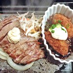 Ishiyaki Suteki Zei - 「牛ささみステーキ＆牡蠣フライランチ」のメイン