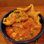 俺の中華たなか家 - 半分食べ進めたら「スープ」をかけて「極辛味噌ホルモン雑炊風✨」の出来上がり❗これ♬「甘旨辛」で辛味大好きな方にはピッタリ☆な〆になります(≧▽≦)v