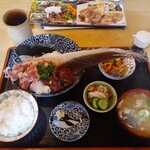 きなせ亭 - 高級部位鹿の子と赤身の刺身定食1700円