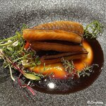 プチレストラン ブーケ・ド・フランス - 煮穴子にジャガイモにチーズを加えたピューにマデラ酒ベースのソース