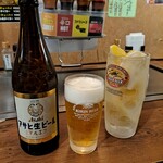 長田タンク筋 - 先ずはビールとタイガーレモンチューハイで乾杯だ。