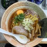 覆麺 智 - 覆麺いじり:牡蠣出汁（醤油）・生たまごTP